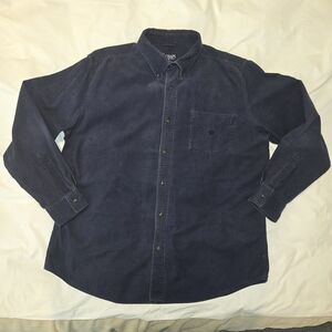 Vintage 90's Chaps Men's Long-Sleeve Button-Down Shirt - Navy